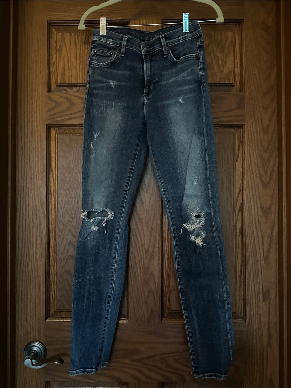 Citizens Of Humanity Dark Blue Distressed Skinny Jeans